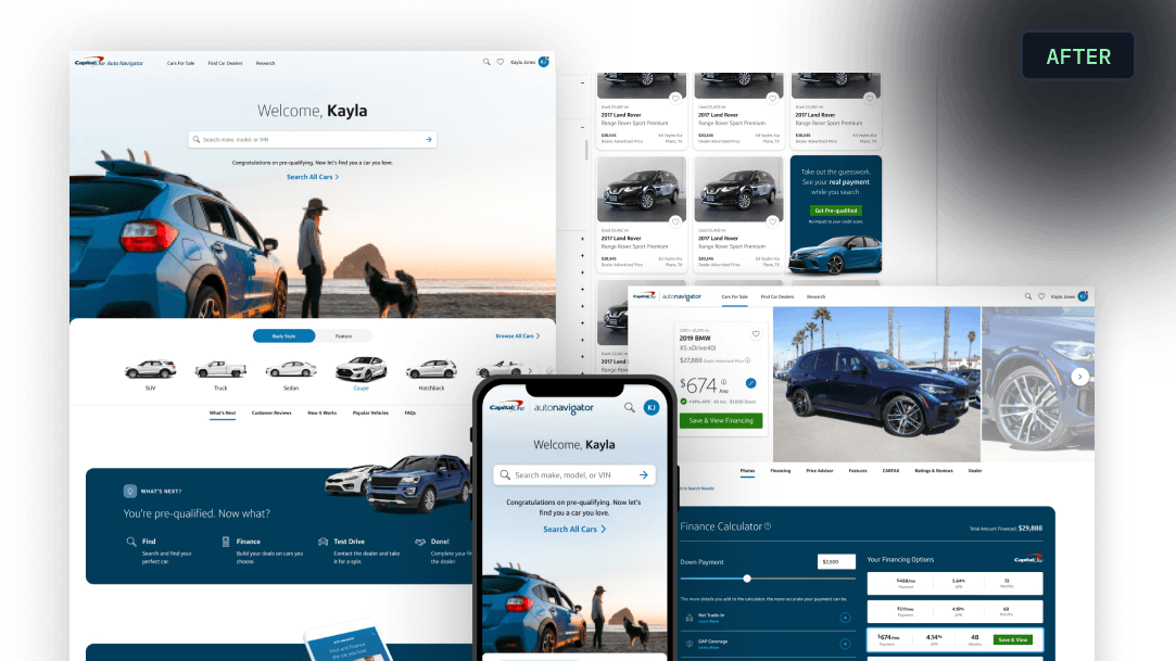 Capital One Auto Navigator redesign — after