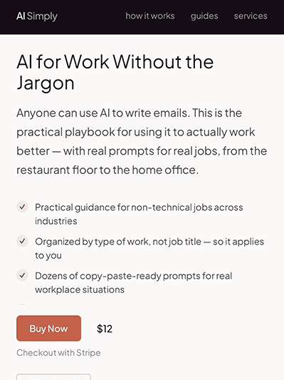 AI for Work Without the Jargon product page on AI Simply