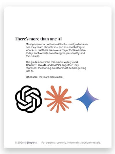 There's more than one AI — guide page comparing ChatGPT, Claude, and Gemini