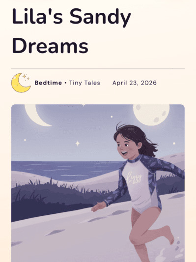 Lila's Sandy Dreams story page in Teller Family