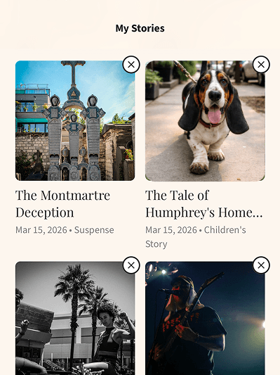 My Stories library screen in Teller Stories