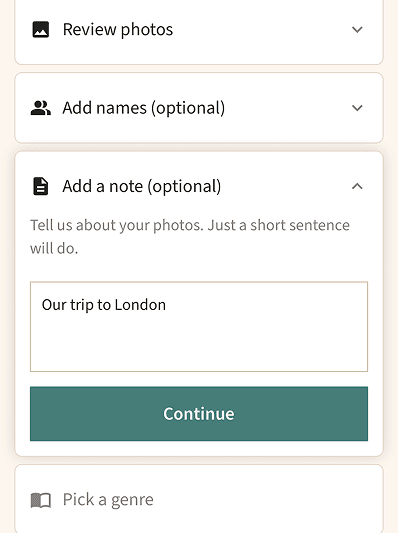 Add a note step in the Teller Stories creation flow