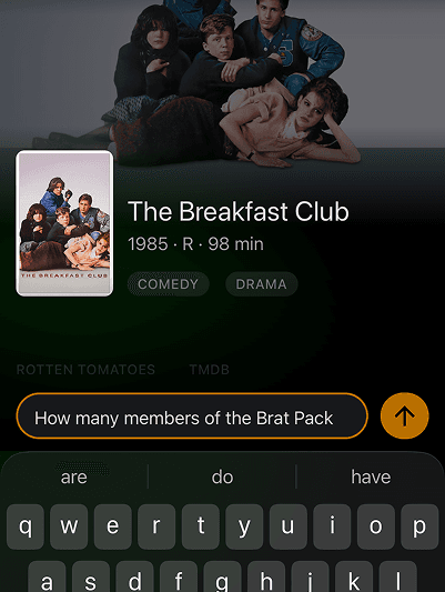 The Breakfast Club movie detail with Ask the Usher query in The Usher